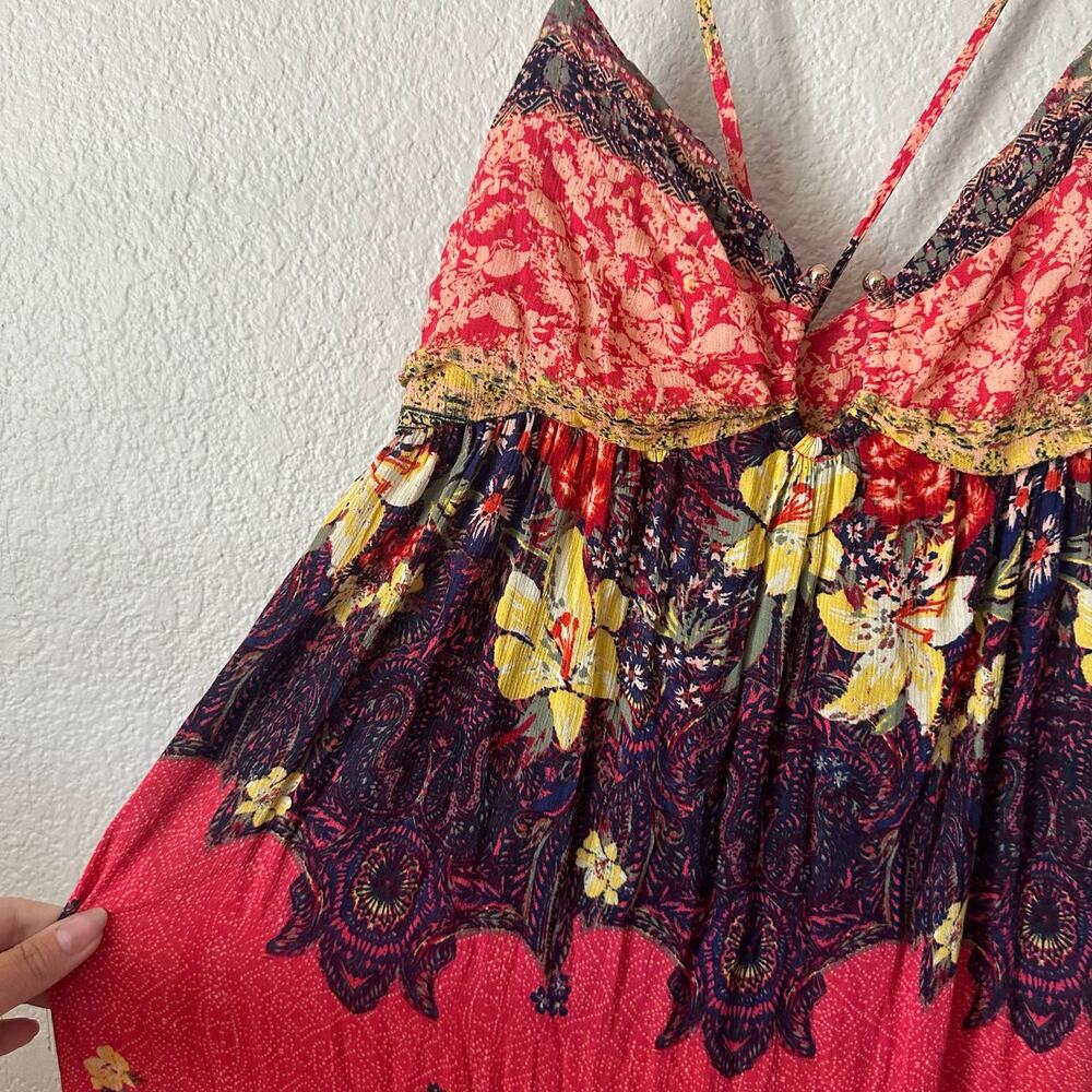 Free People Give A Little Boho Maxi Dress Floral in Pink Multi Size Medium - Picture 6 of 9